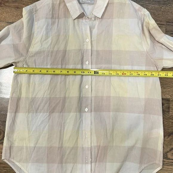 Everlane The Relaxed Air Button Front Shirt Toffee Plaid Size 10 - Picture 6 of 6